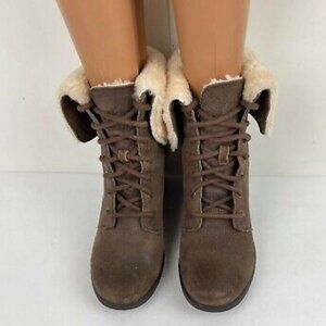 Super Rare UGG "ZEA" Platform Suede Leather Shearling Winter Boots